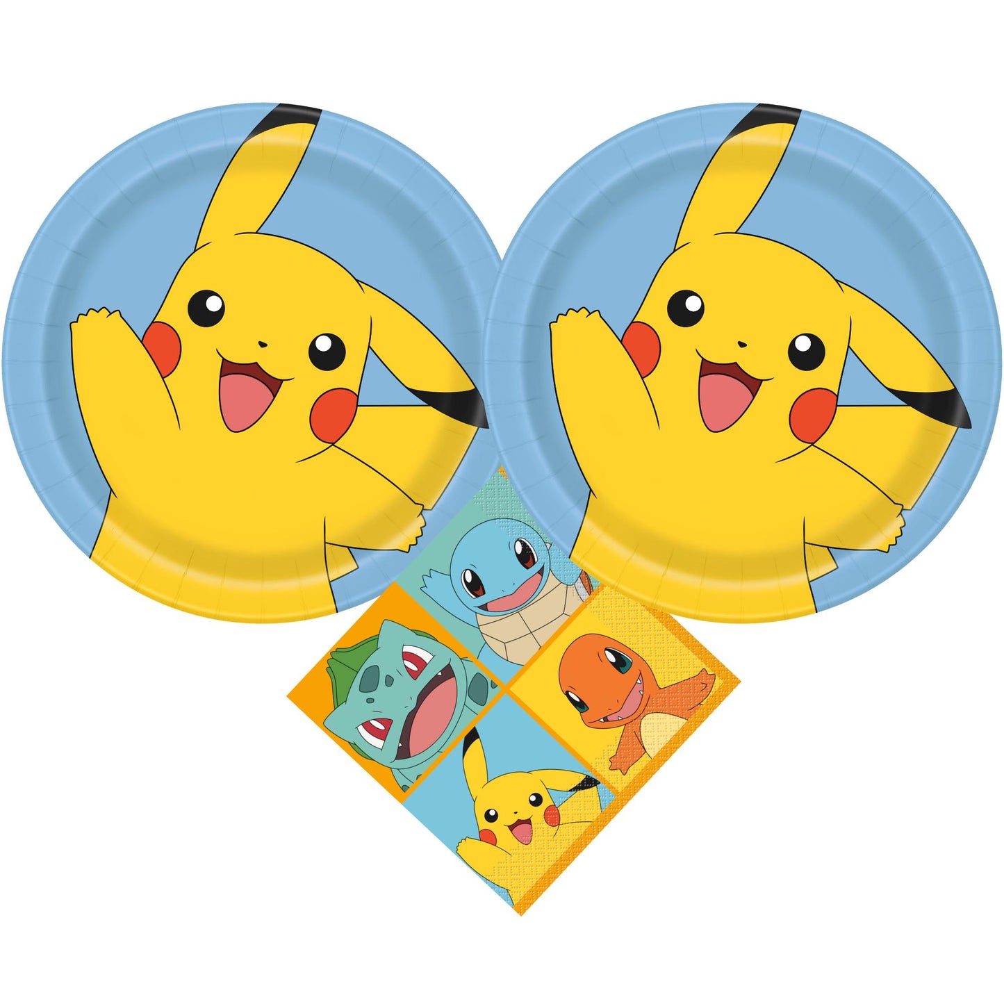 Pokemon Birthday Party Supplies Bundle w/Pokemon Plates & Pokemon Napkins - Serves 16