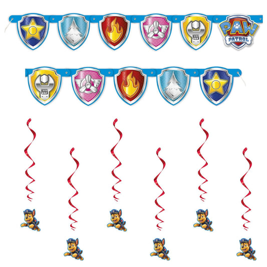 Paw Patrol Party Decorations Set – Banner and Hanging Swirl Streamers with Chase Cutouts for Kids Birthday Party Supplies