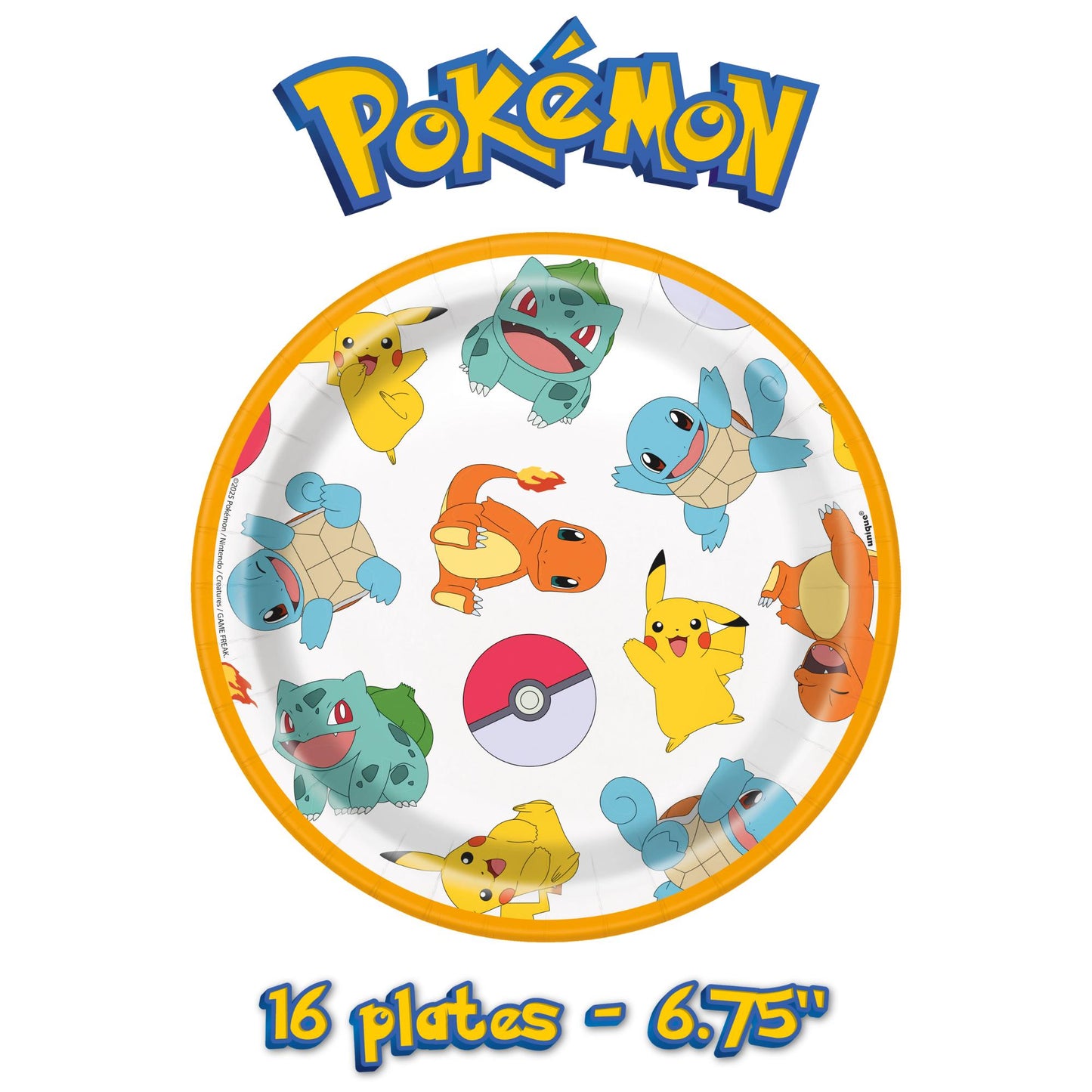 Pokemon Birthday Party Supplies Bundle w/ Pokemon Cake Plates & Pokemon Napkins - Serves 16