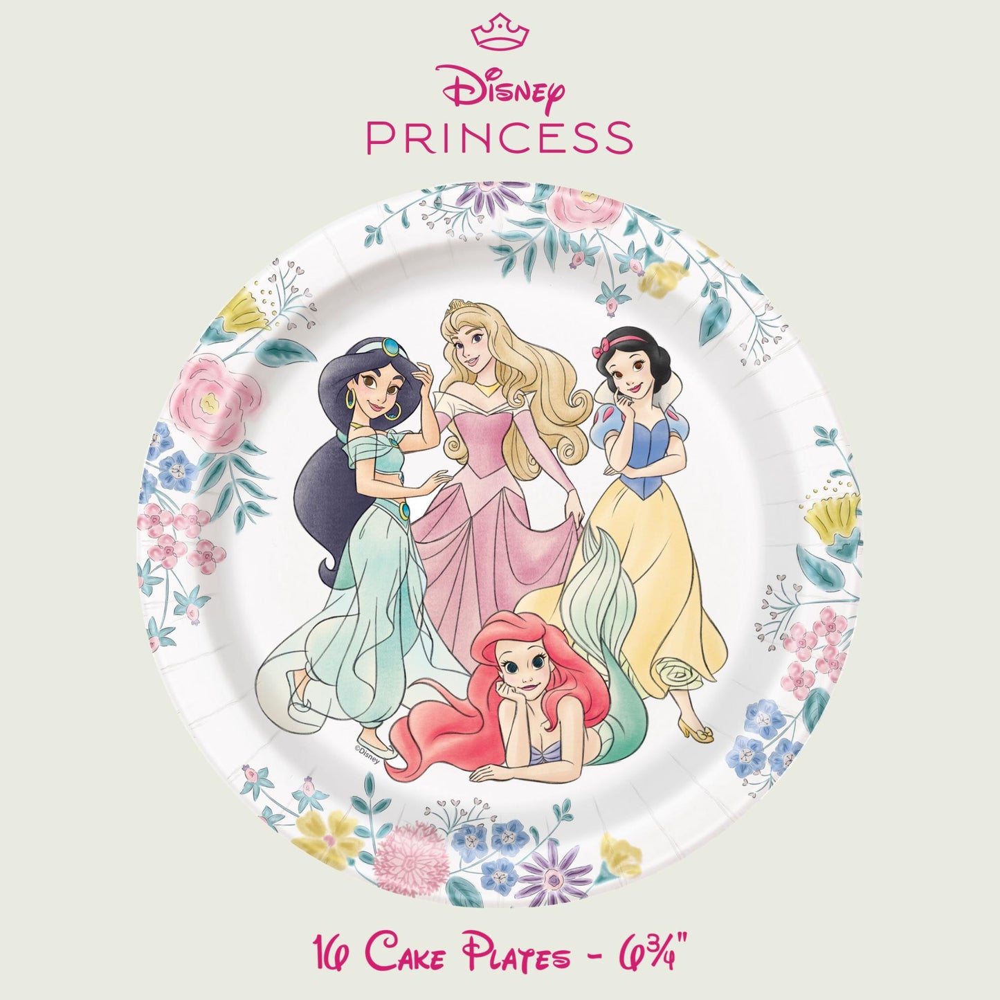 Disney Princess Birthday Party Supplies Bundle with Disney Princess Cake Plates & Disney Princess Napkins - Serves 16