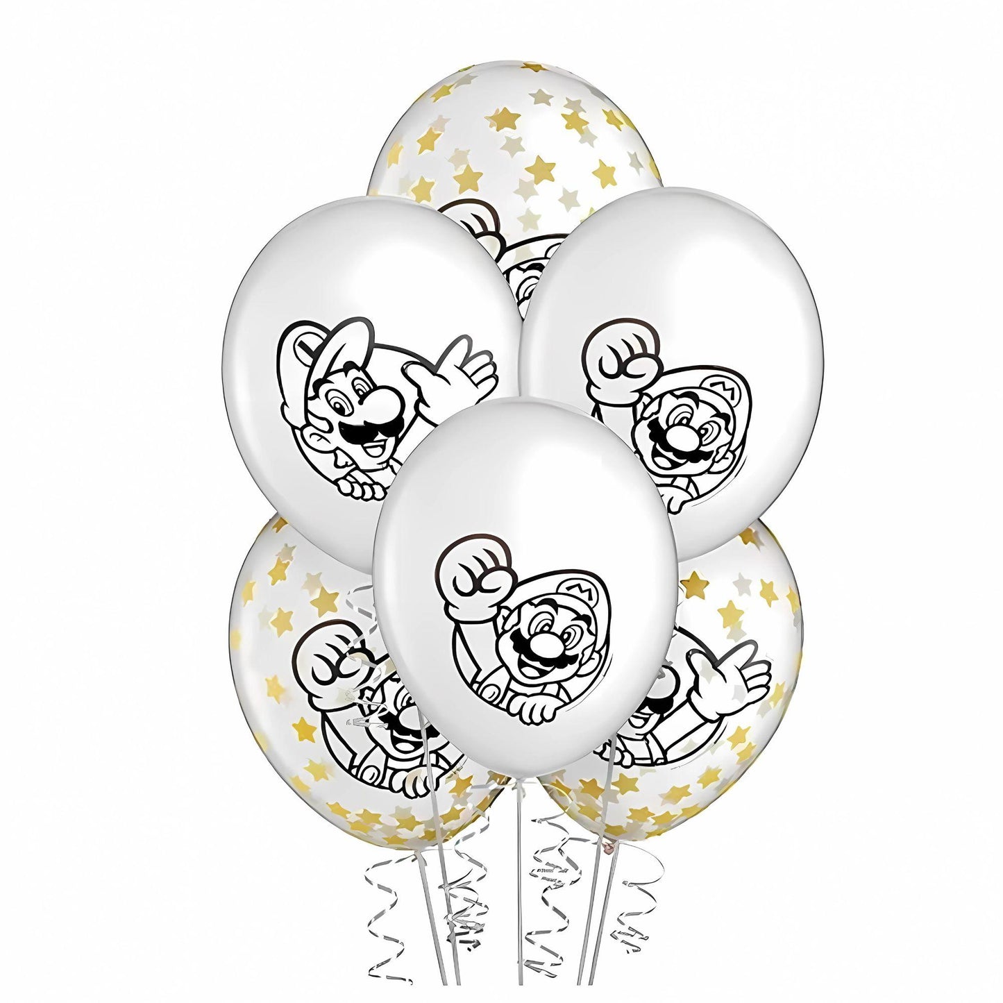 Super Mario Brothers Confetti 12” Latex Balloons - 6ct