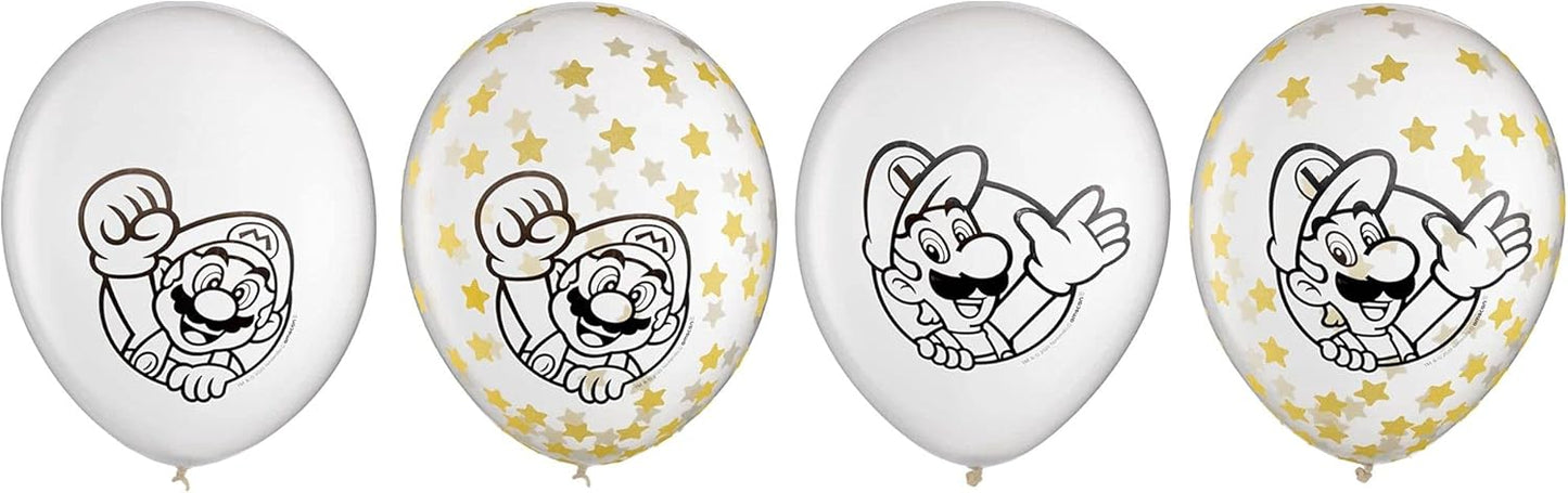 Super Mario Brothers Confetti 12” Latex Balloons - 6ct