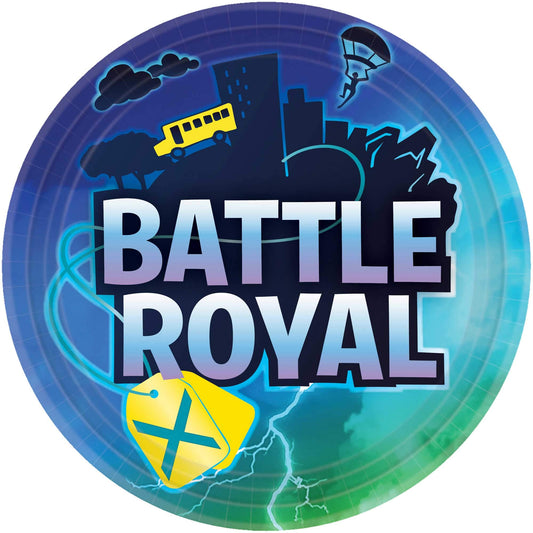 Battle Royal Party Plates 9" – Pack of 8 Durable Multicolor Paper Plates for Birthdays, Gaming Parties & Events