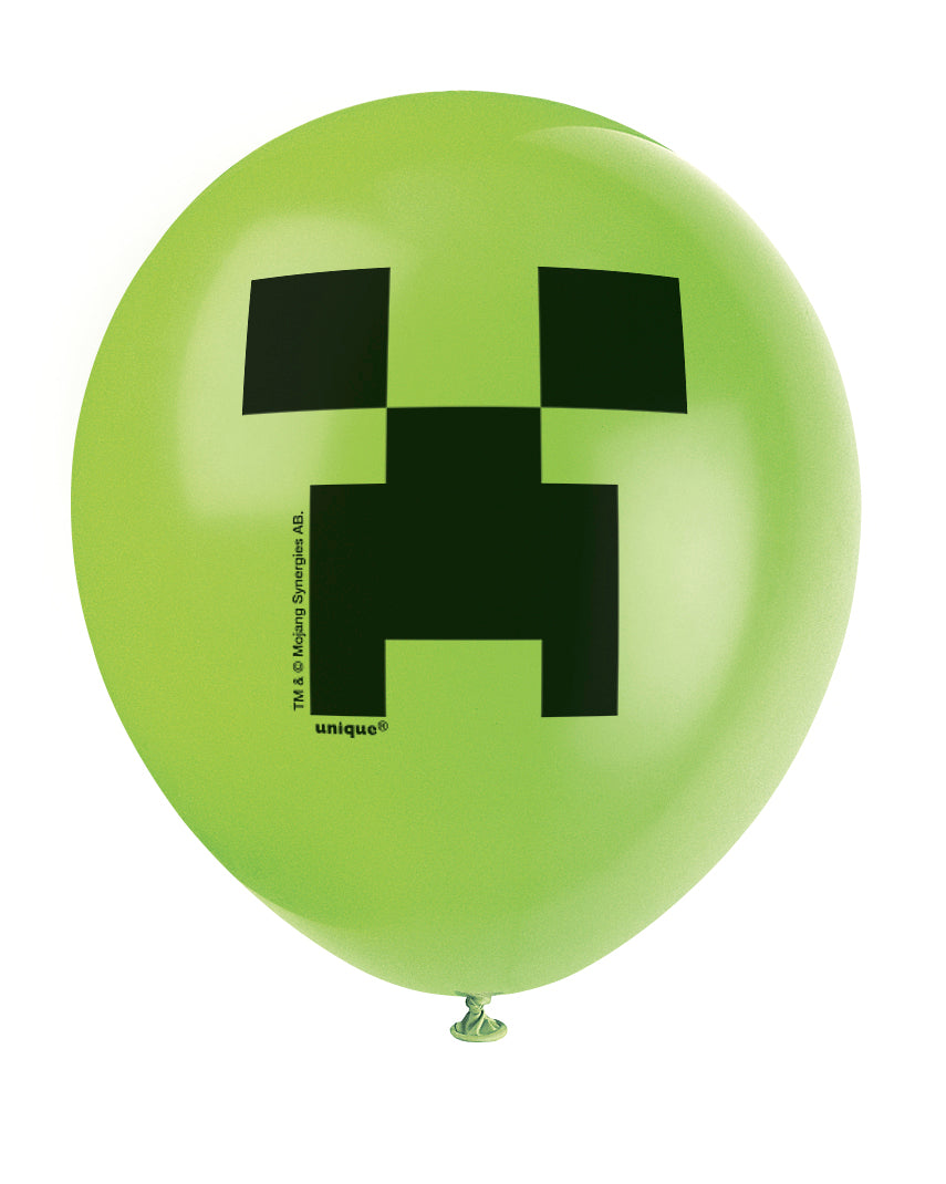 MINECRAFT 12" Latex Balloons Printed 2 Sides - 8ct