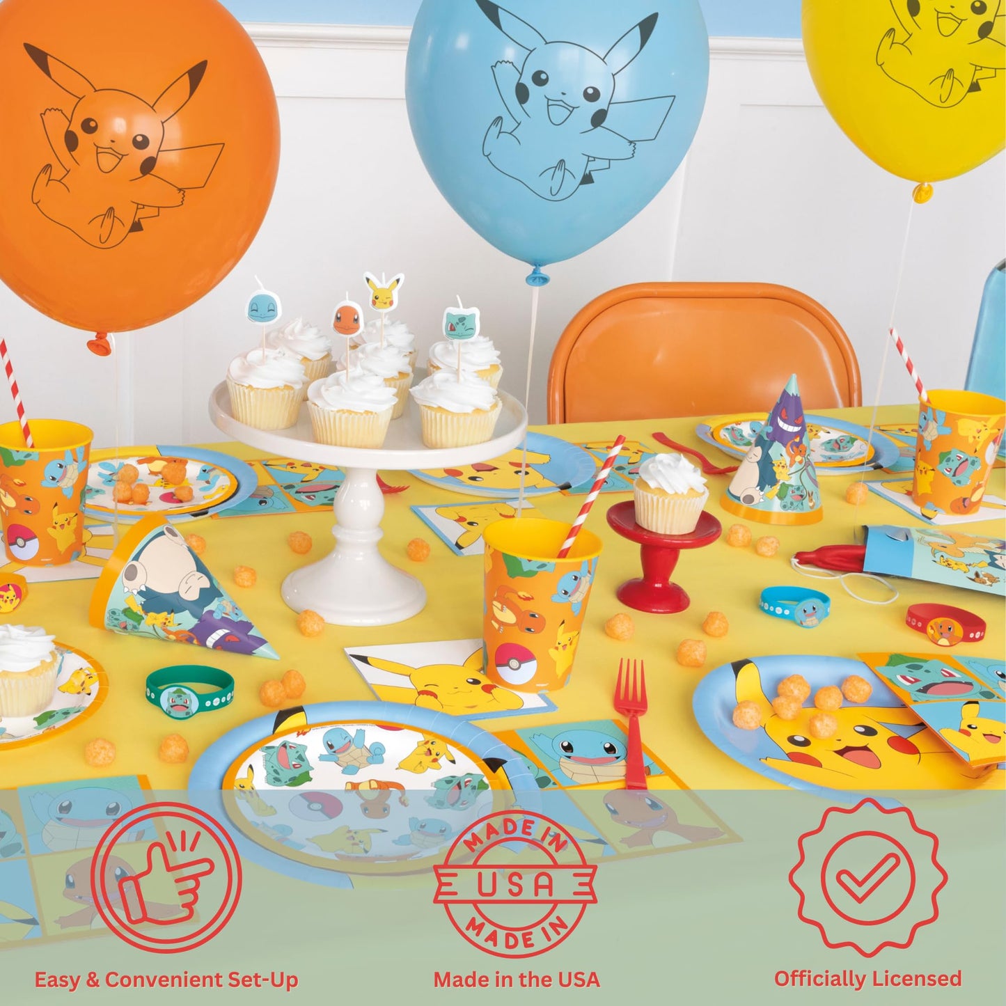 Pokemon Birthday Party Supplies Bundle w/Pokemon Plates & Pokemon Napkins - Serves 16