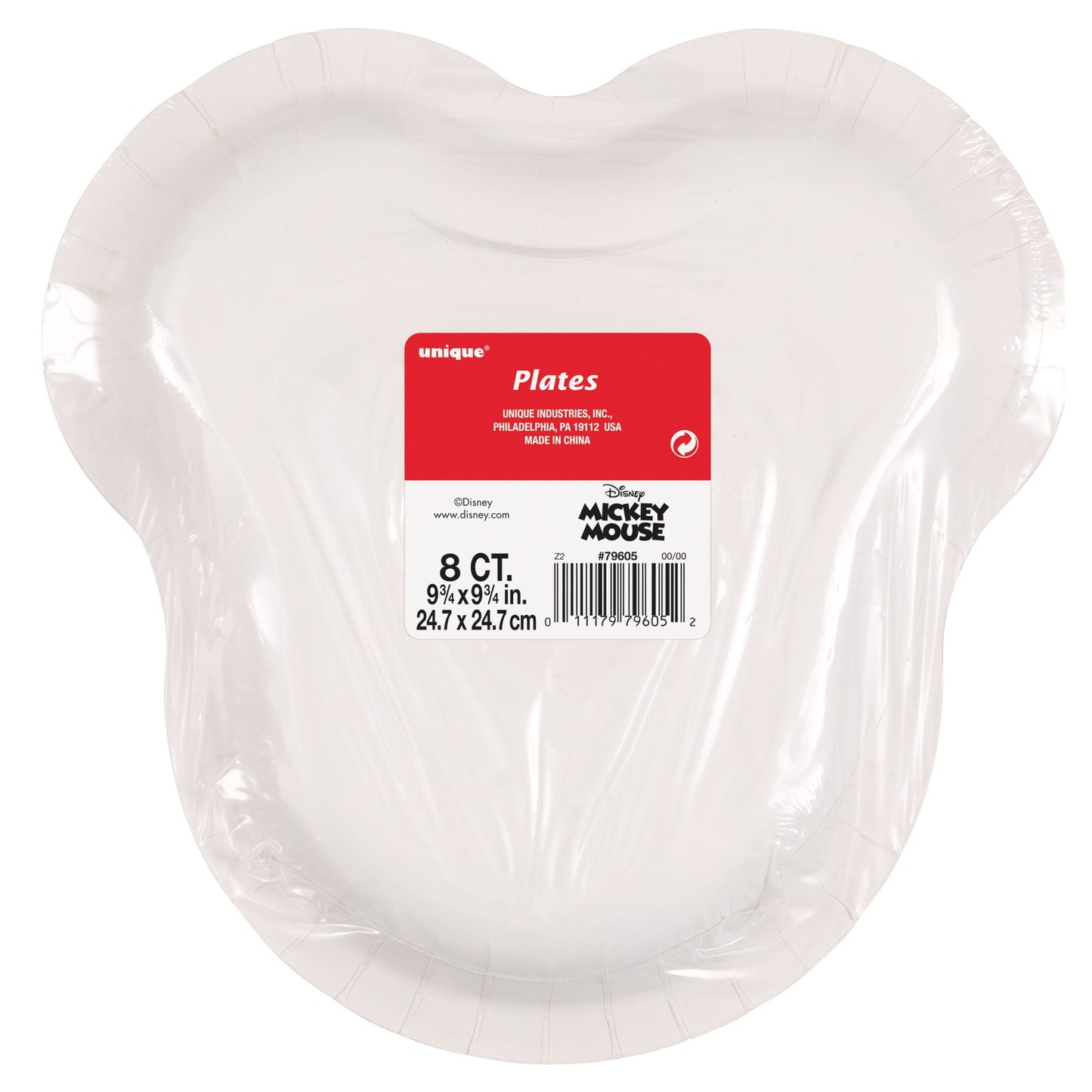 Mickey Mouse Shaped Paper Dinner Plates, 9in, 8ct