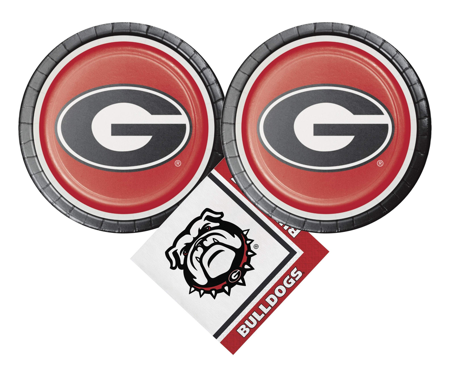 University of Georgia Party Supplies Pack with UGA Lunch Plates and UGA Napkins for 16 Guests