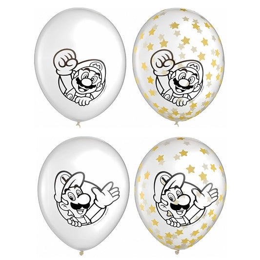 Super Mario Brothers Confetti 12” Latex Balloons - 6ct