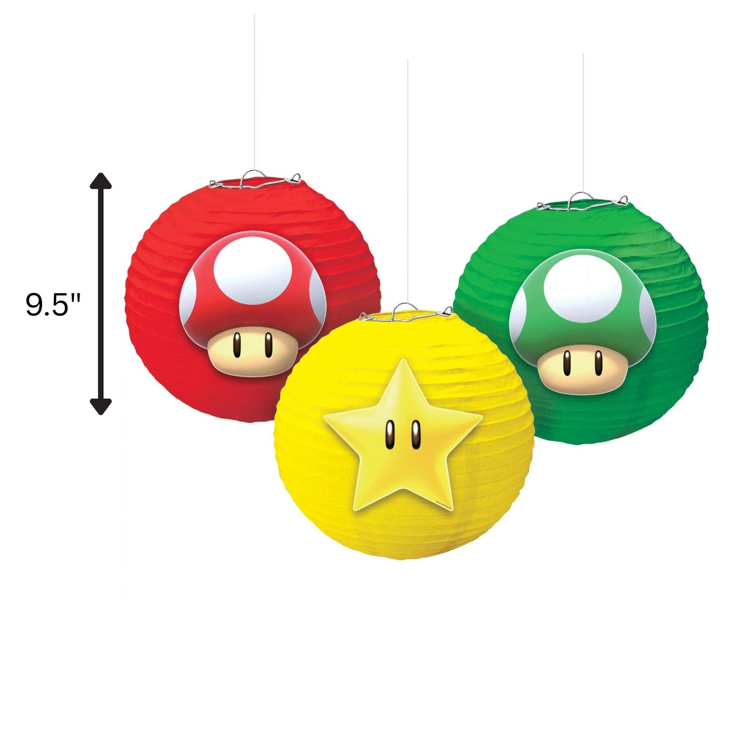 Super Mario Brothers 9.5" Multicolor Lanterns - 3ct