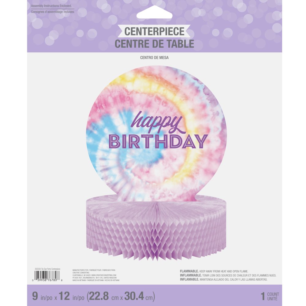 Tie Dye Party Honeycomb Table Centerpiece Decoration  - 1ct