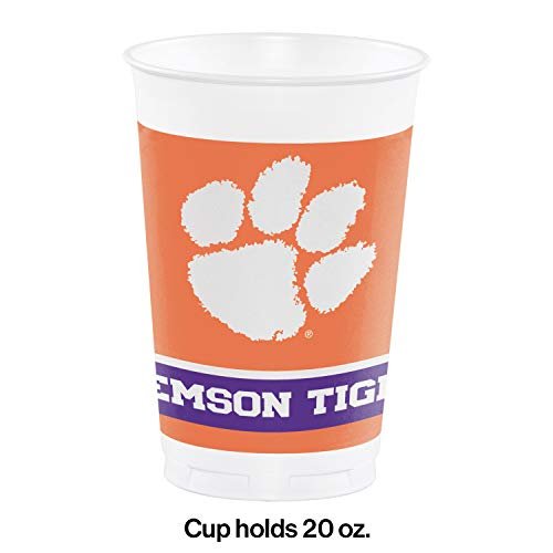 Clemson Tigers 20oz Printed Plastic Cups - 8ct