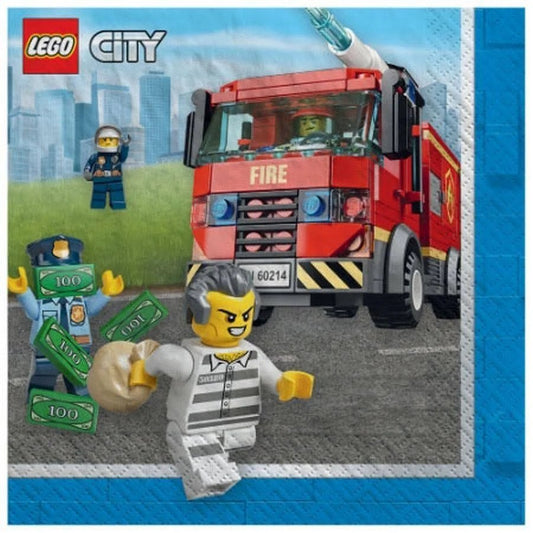 Lego City Beverage Napkins - 16ct