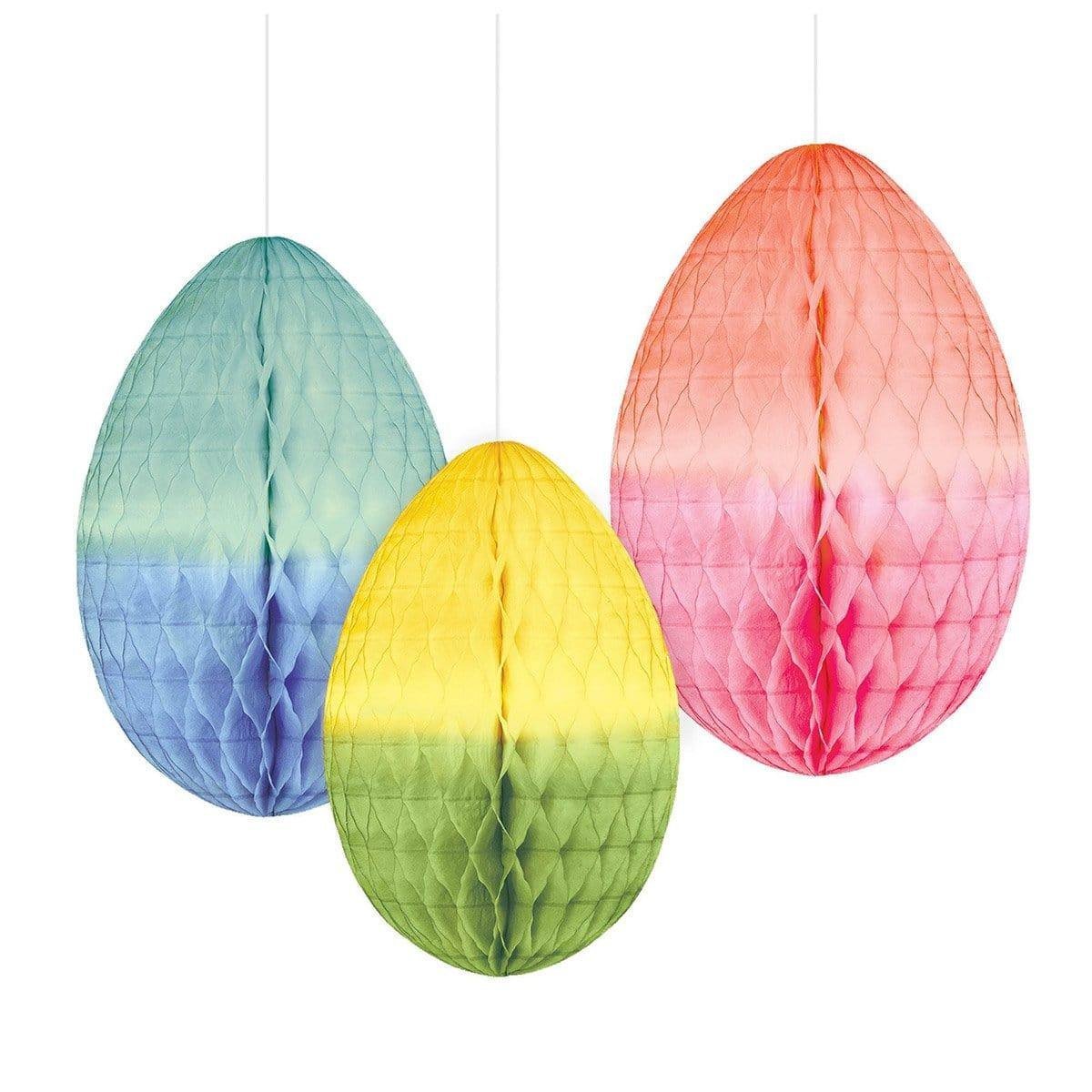 Honeycomb Hanging Egg Decoration - 3ct