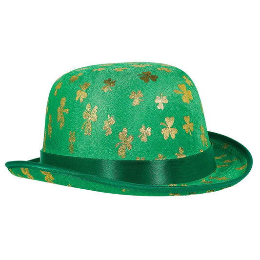 St. Patrick's Day Gold Shamrock Derby Hat - 5" x 10"