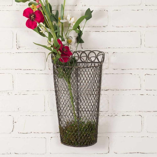 Rustic Metal Mesh Wall Basket - ‎12" x 7" x 4.75"