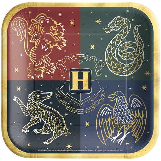 Harry Potter Hogwarts 9" Square Paper Plates - 8ct