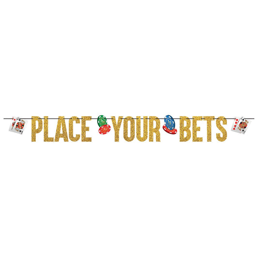 Casino Party "Place Your Bets" Letter Banner - 12ft