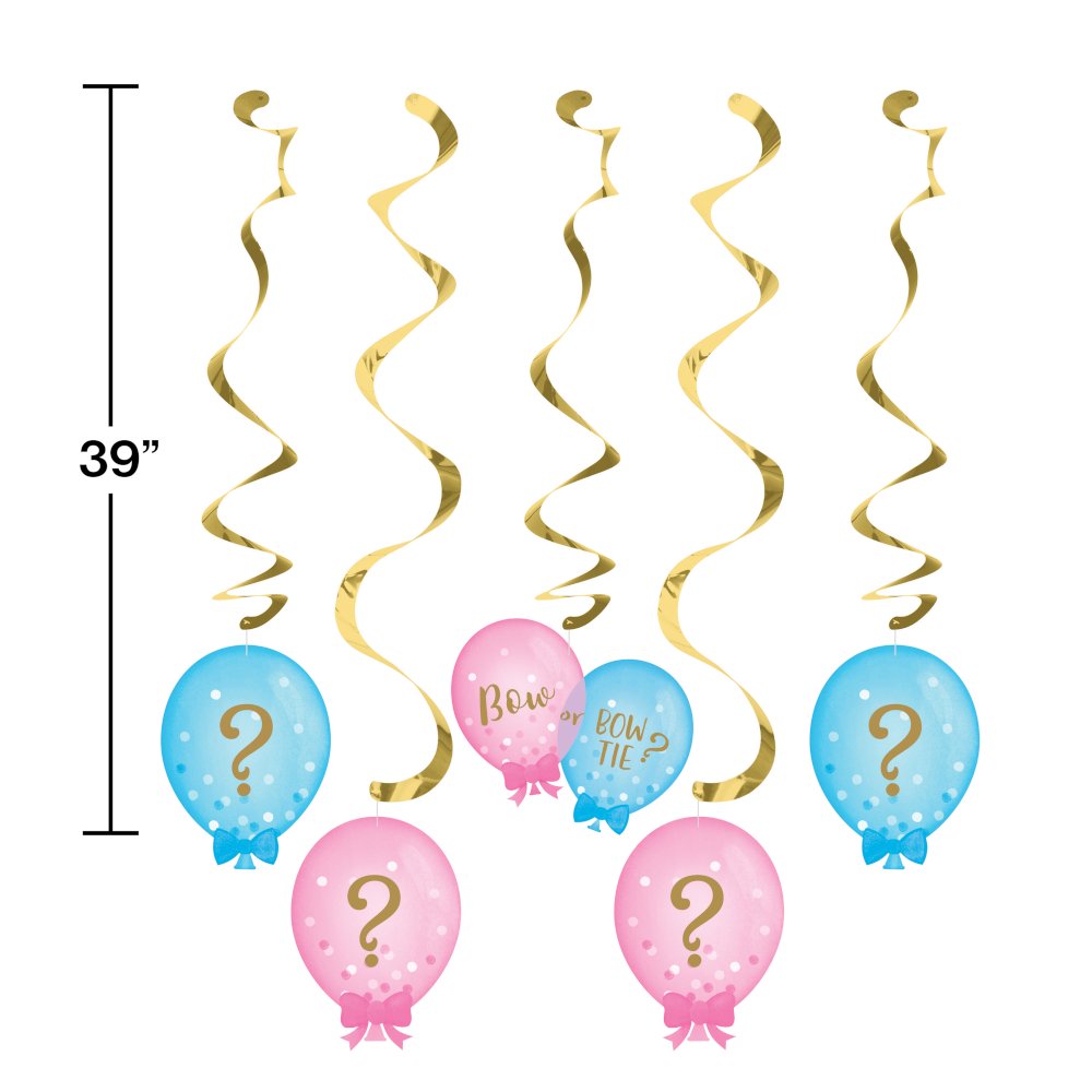 Gender Reveal Balloons Dizzy Danglers Assorted - 5ct