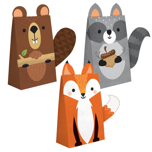 Wild One Woodland Paper Treat Bags with Attachments - 8ct