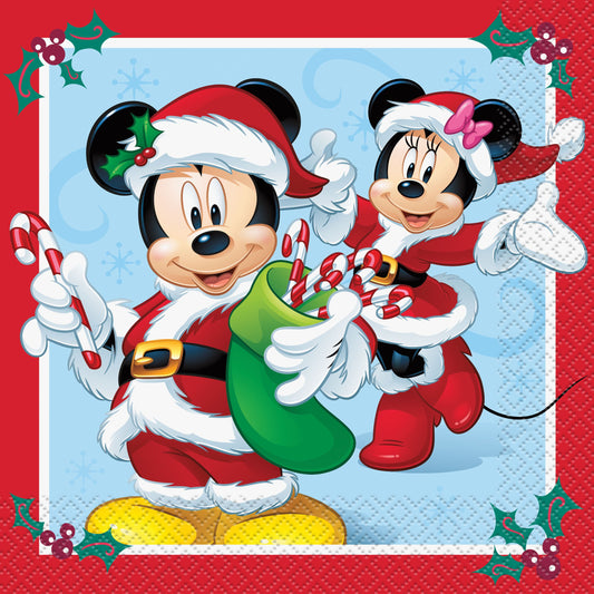 Disney Mickey & Minnie Mouse Christmas Luncheon Napkins  - 16ct