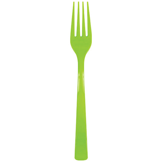 Neon Green Solid Plastic Forks - 18ct