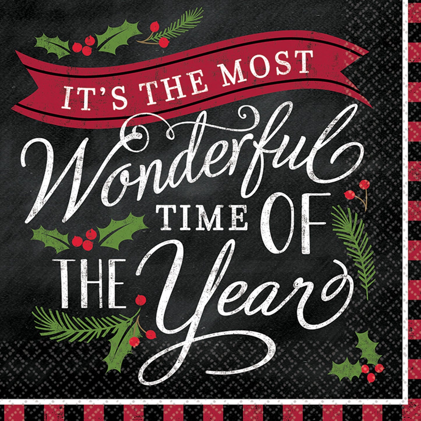 Most Wonderful Time Christmas Luncheon Napkins - 36ct