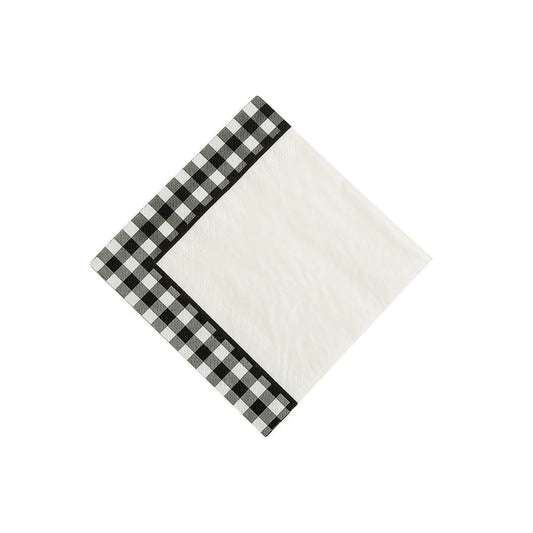 Black Gingham Beverage Napkins - 16ct