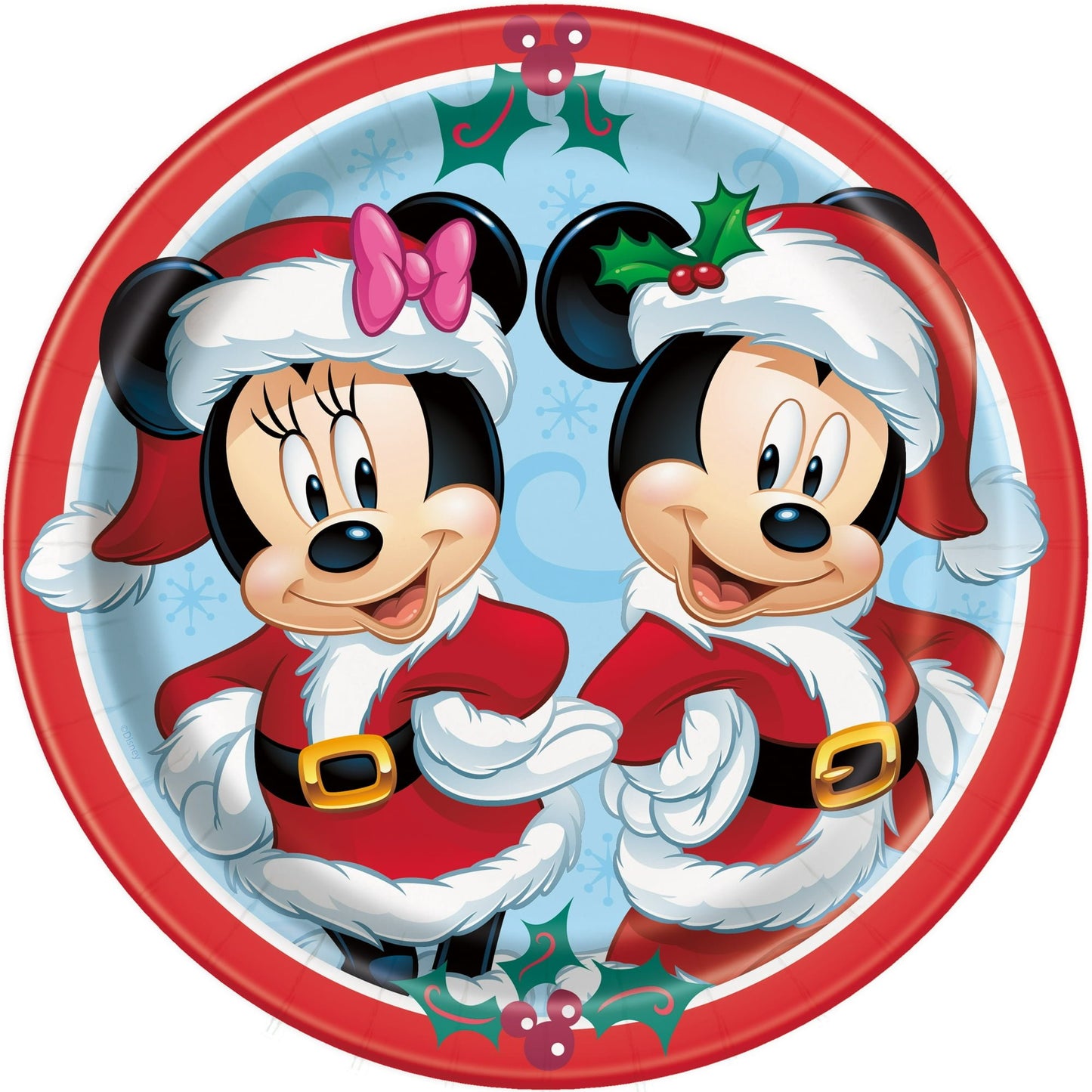 Disney Mickey & Minnie Mouse Christmas Round 9" Dinner Plates - 8ct