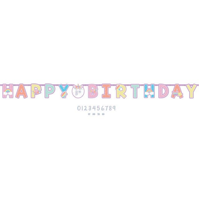 Unicorn Party "Add an Age" Happy Birthday Banner - 10.75ft x 10"