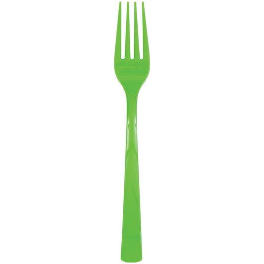 Lime Green Plastic Forks - 18ct