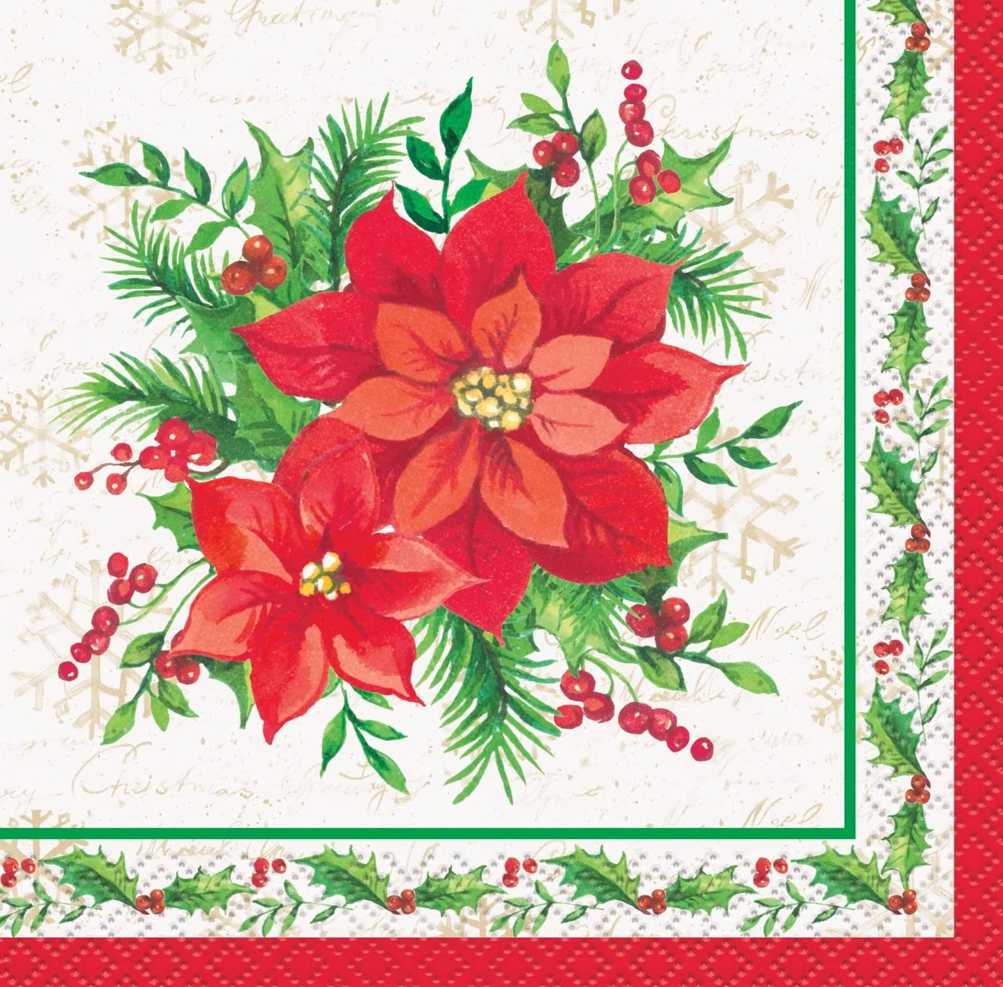 Festive Poinsettia Holiday Party Supplies (Beverage Napkins - 16ct)