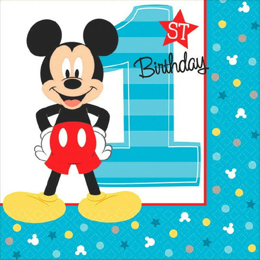 Mickey Mouse Fun to be One Beverage Napkins - 16ct