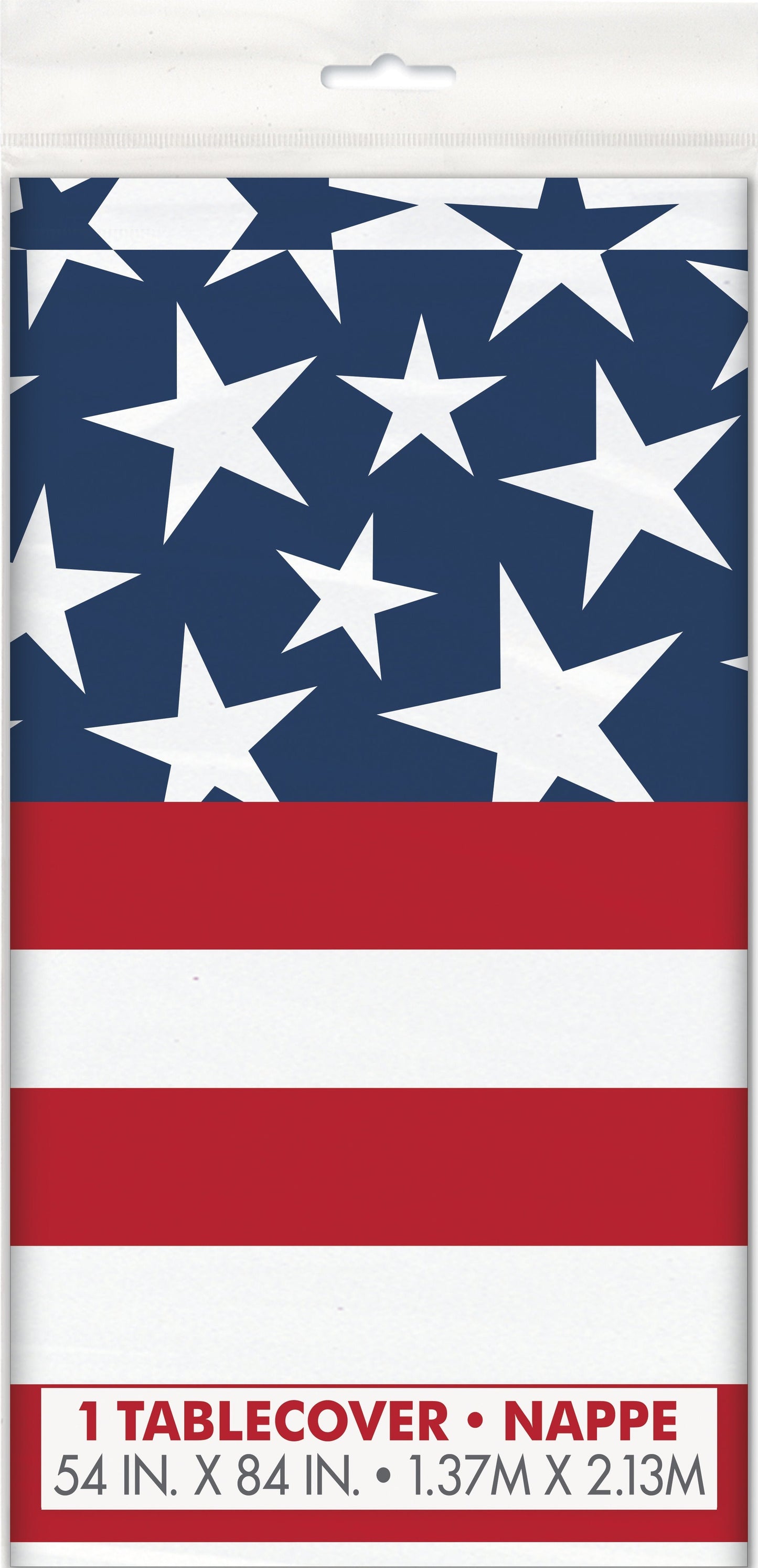 Stars & Stripes 4th of July Rectangular Plastic Table Cover  - 54" x 84"