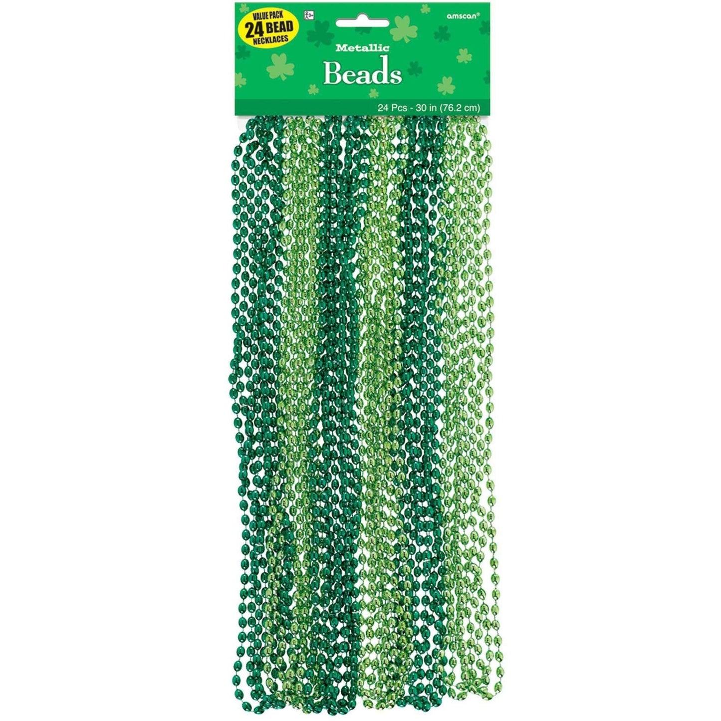 St. Patrick's Day 30" Metallic Bead Necklaces - 24ct