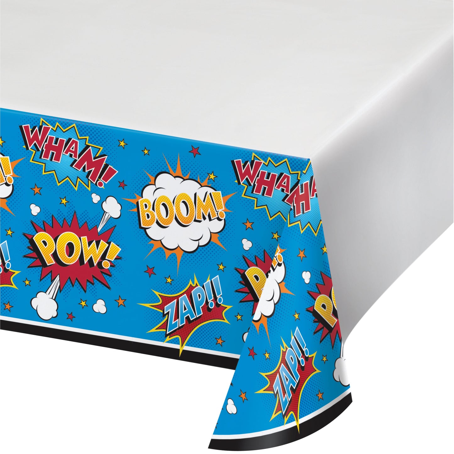 Superhero Slogans Plastic Table Cover - 48" x  88"