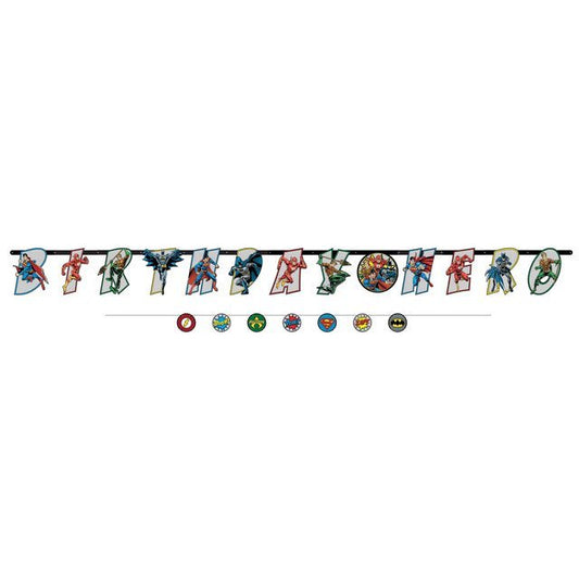 Justice League Heroes Jumbo Letter Birthday Banner - 5.57 ft x 6.5"