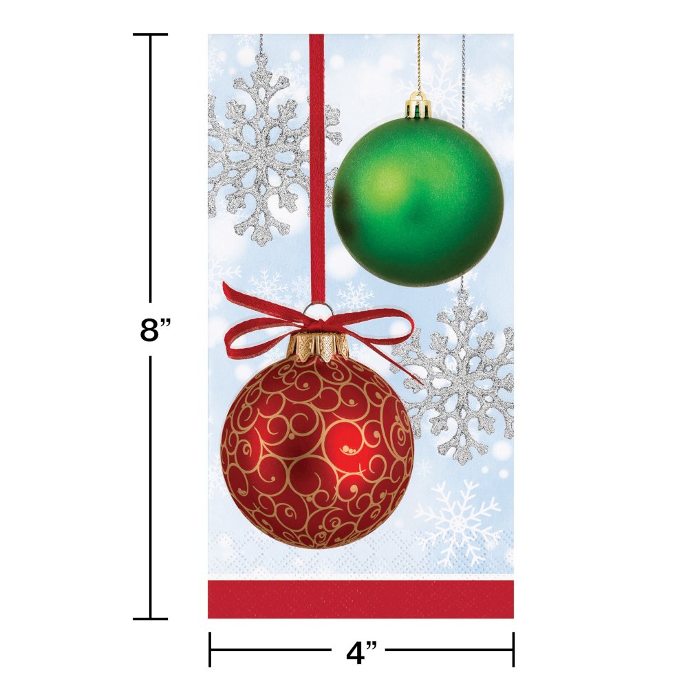 Sparkling Ornaments Holiday Paper Guest Towels - 16ct