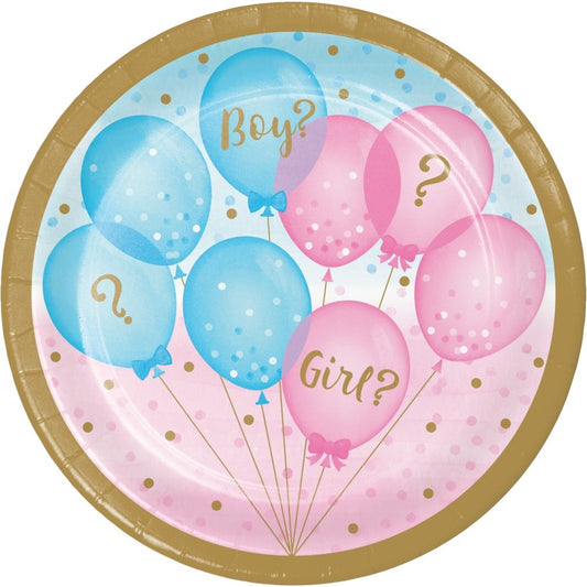 Gender Reveal Balloons 7" Paper Luncheon Plates - 8ct