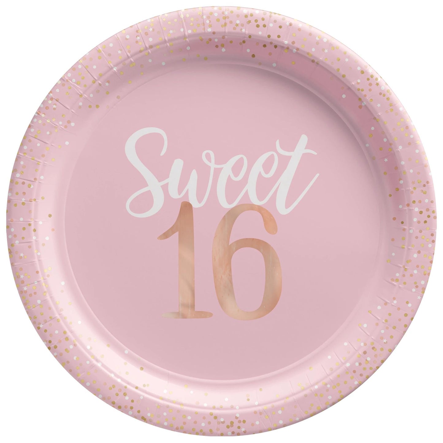 Blush Sweet Sixteen 10.5" Foil Plates - 8ct