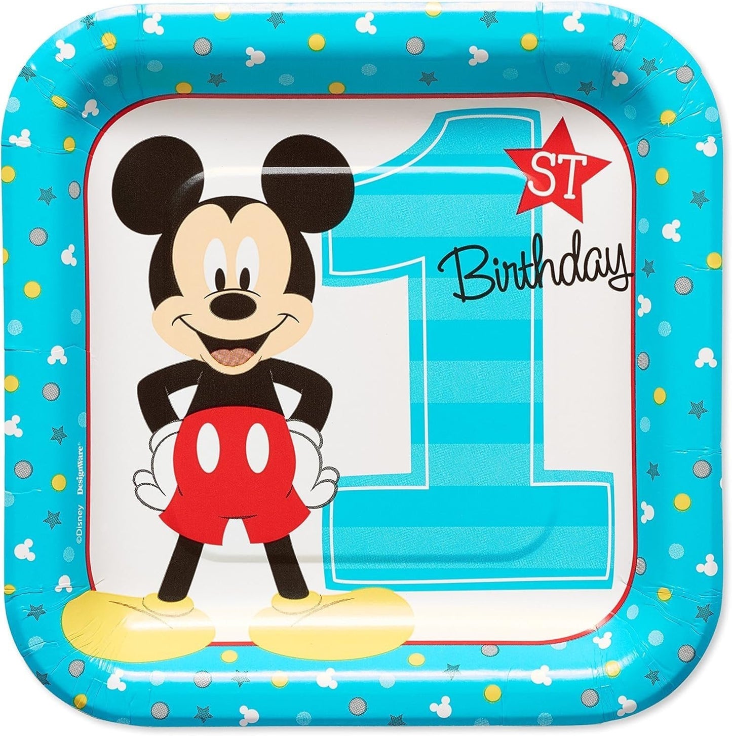 Mickey Mouse Fun to Be One 7" Square Cake Plates - 8ct