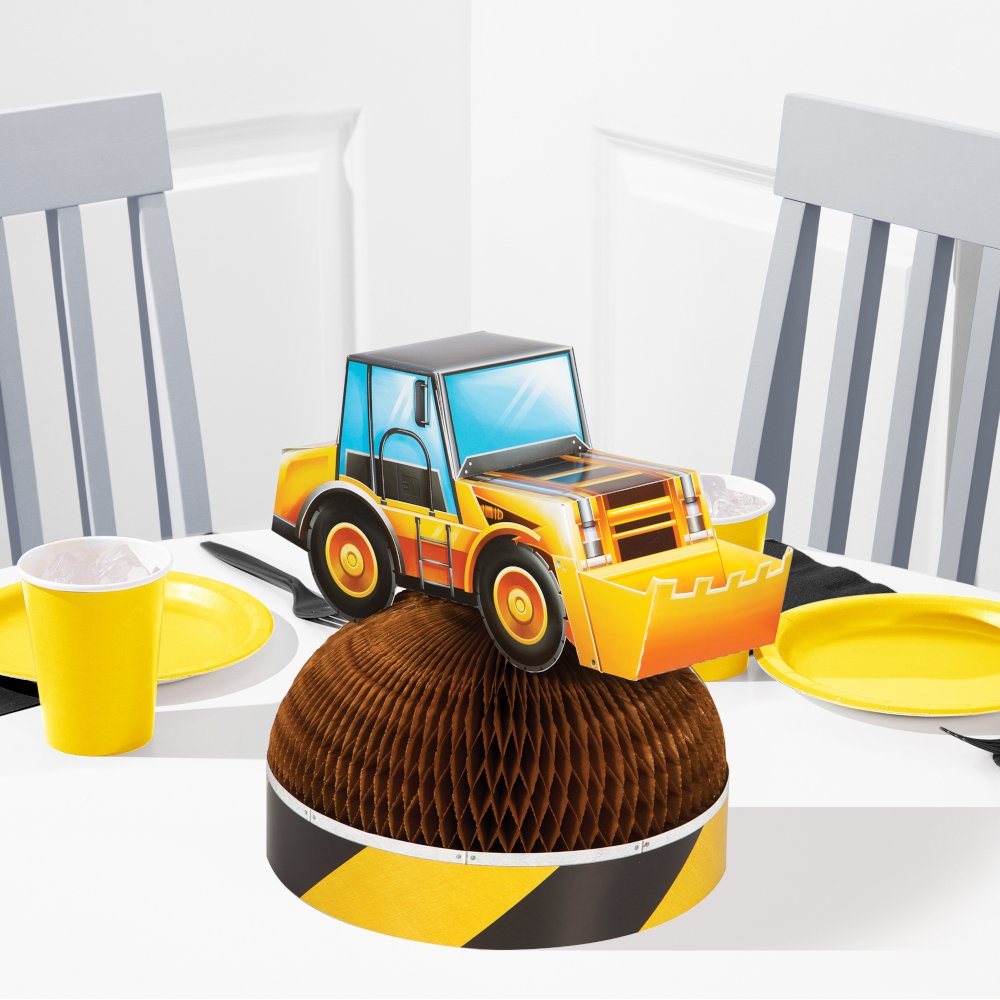 Big Dig Construction Centerpiece 3D Truck Honeycomb Shaped Dirt Pile - 1ct