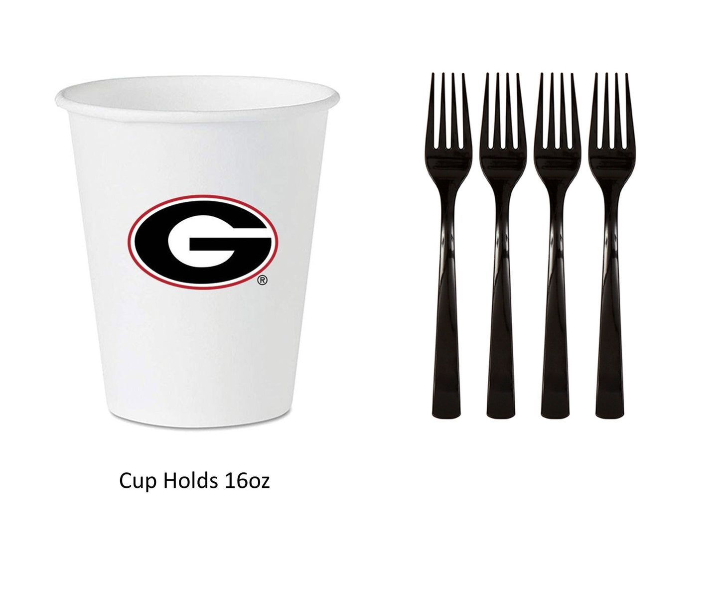 University of Georgia Party Supplies Pack with UGA Lunch Plates and UGA Napkins for 16 Guests