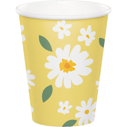 Sweet Daisy 9oz Paper Hot/Cold Cups - 8ct