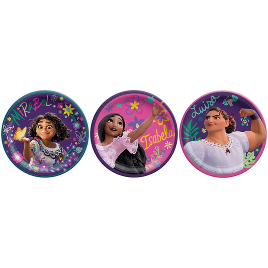 Disney Encanto  Assorted 7" Round Paper Cake Plates with Mirabel, Isabela, & Luisa - 8ct