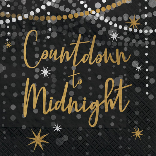 Midnight Hour Count Down to Midnight New Years Eve Beverage Napkins - 40ct