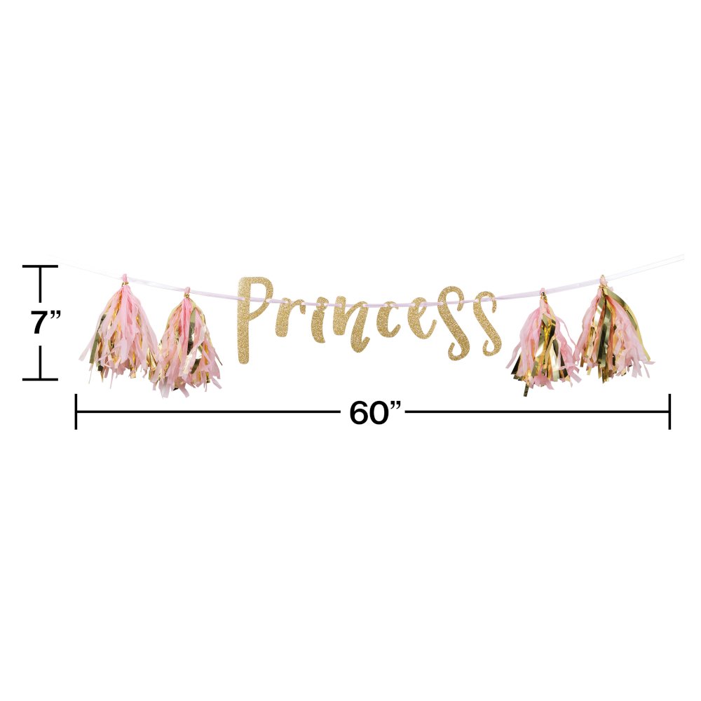 LIttle Princess Glitter Banner with Tassels - 5ft