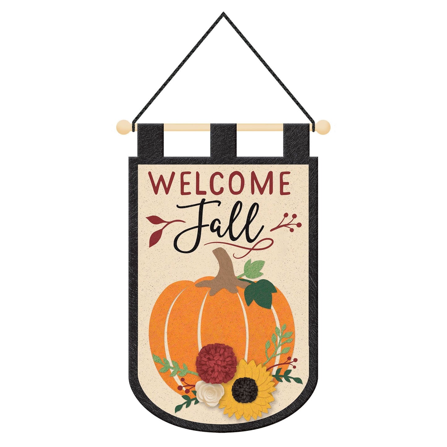 Welcome Fall Harvest 3D Felt Banner - 13" x 16"