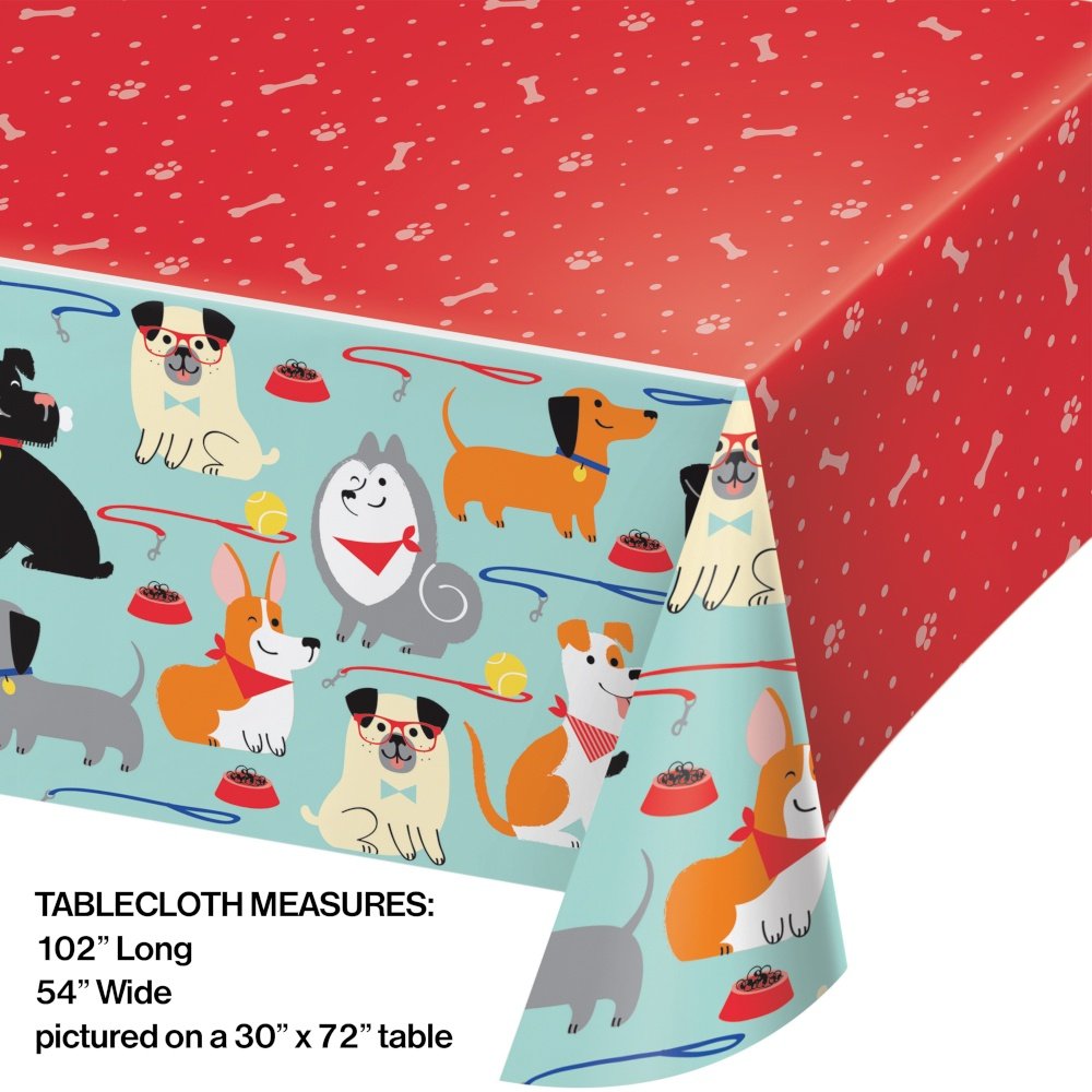 Dog Party Plastic Tablecover All Over Print - 54" x 102"