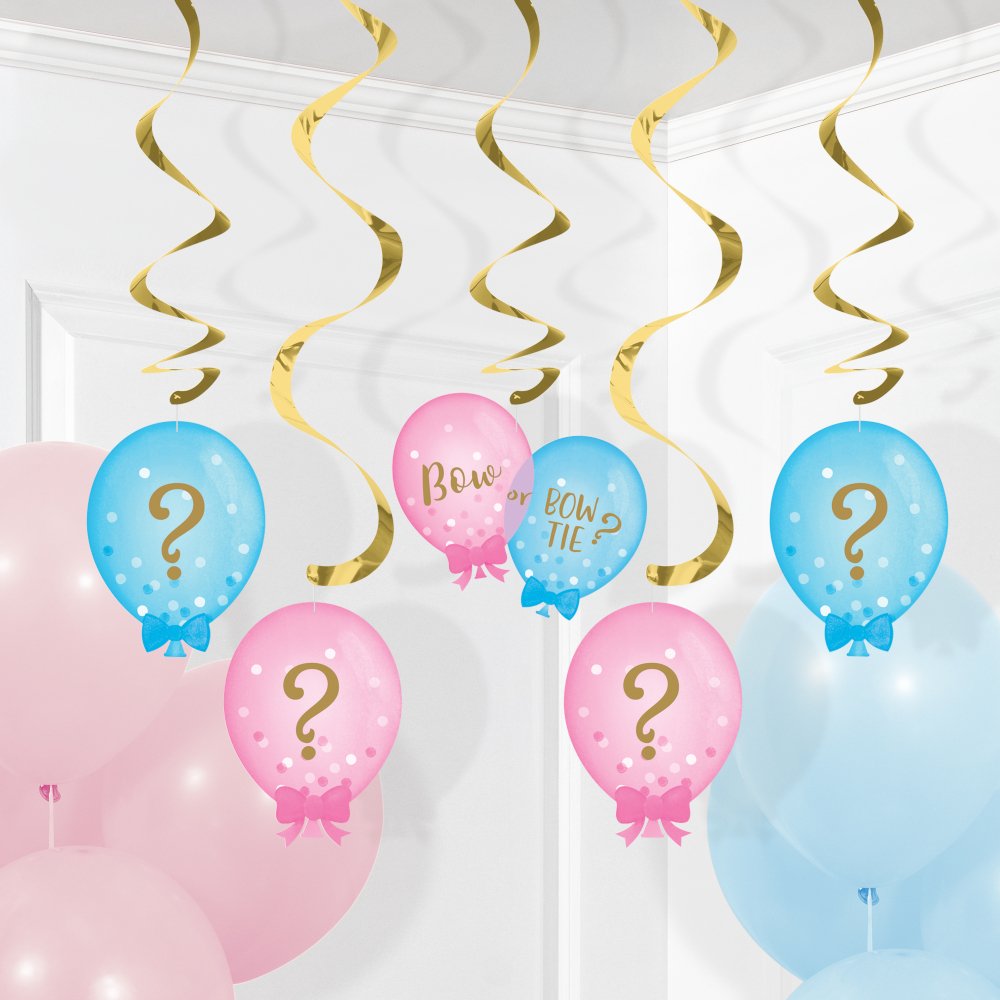 Gender Reveal Balloons Dizzy Danglers Assorted - 5ct