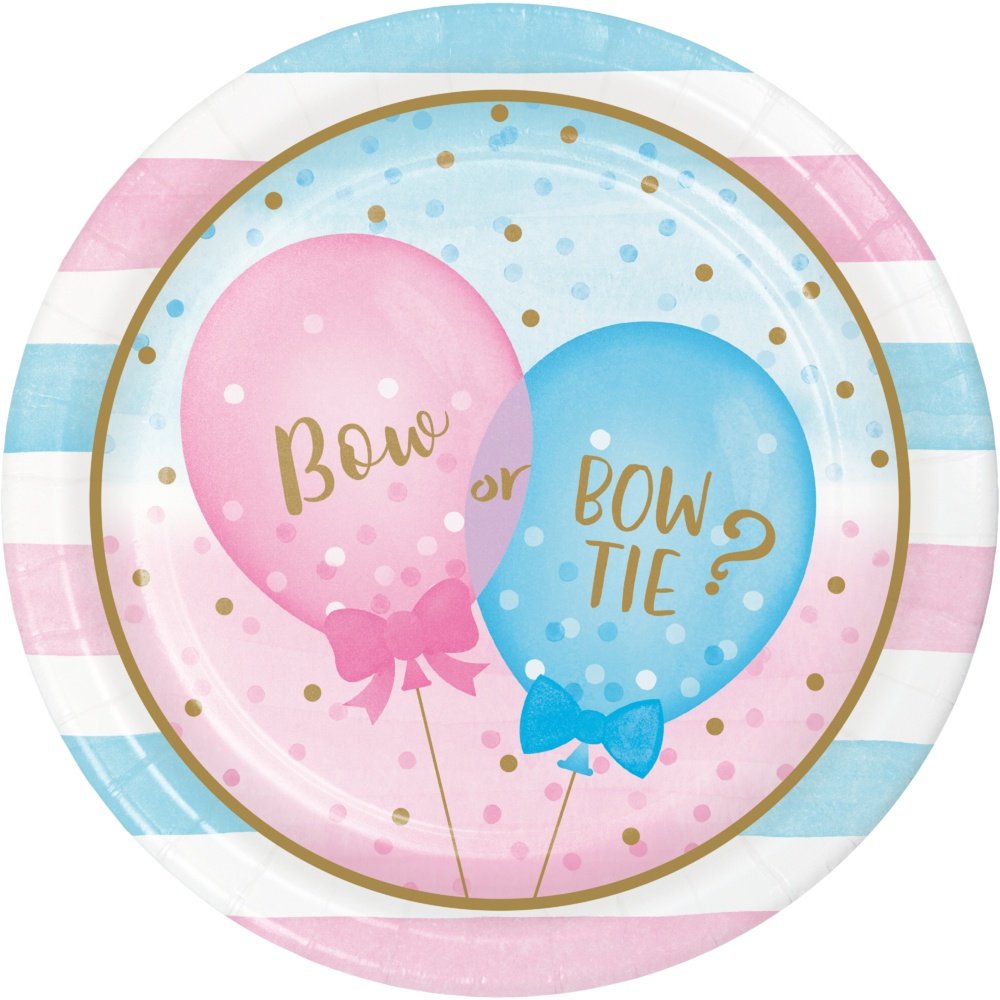 Gender Reveal Balloons 9" Paper Dinner Plates - 8ct